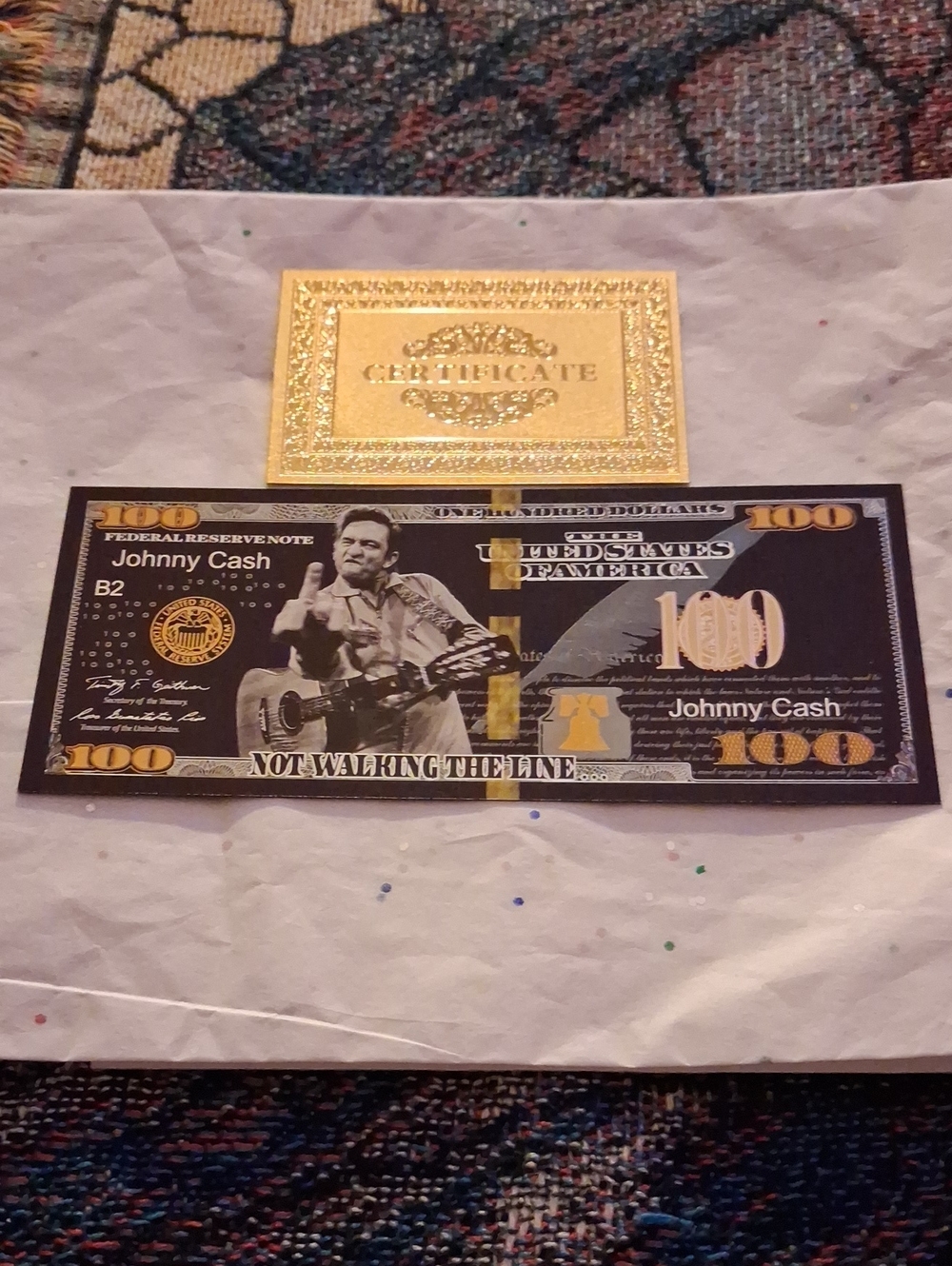 Johnny Cash Decorative Wall Art Print in Black and Gold